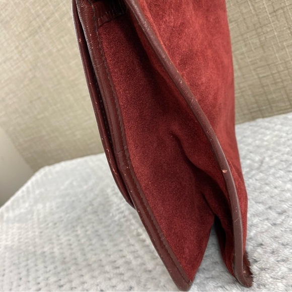Vintage Lord & Taylor‎ Women’s Red Maroon Burgundy Suede Envelope Clutch Purse - Picture 6 of 15